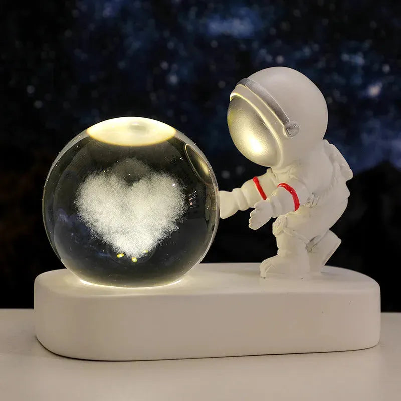 Glowing Planetary Galaxy Astronaut Crystal Ball Night Lights USB Power Warm Bedside Light Brithday Gift Night Lamp - Bellarte Enchanté Glowing Planetary Galaxy Astronaut Crystal Ball Night Lights USB Power Warm Bedside Light Brithday Gift Night Lamp